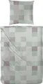 Hahn Feinbiber Bettwäsche Pixels 100% Baumwolle Reißverschluss Bettbezug Kissenbezug Bettgarnitur Bettwäsche-Set Bettzeug 135x200 cm Grün
