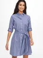 Hemdblusenkleid "HALL 3/4 SHIRT DRESS WVN NOOS", Gr. 40 (L) - N-Gr, Wedgewood Stripes:WHITE N-Gr