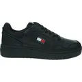 Tommy Hilfiger TJM Retro Basket Herrenschuhe sportlicher Schnürer Schwarz Freizeit, Schuhgröße:44 EU - Schwarz - 44