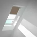 VELUX Verdunkelungsrollo Duo DFD Nougat/Weiß 4574, SK08, GGU,Manuell,VELUX,weiße Schiene