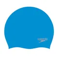 Speedo Unisex Erwachsene Einfarbige, geformte Badekappe aus Silikon | Schwimm-Essentials | Haarschutz Trainingshilfen, Blue/Chrome, Einheitsgröße