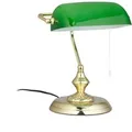 Relaxdays Bankerlampe Metall Glas Grün Messing Zugschalter E27-Fassung 31 cm x 22,5 cm x 18,5 cm 2,2 kg