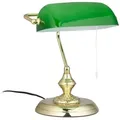 Relaxdays Bankerlampe mit Zugschalter Gold,Grün,Schwarz