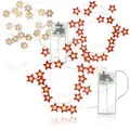 com-four® 3x LED Lichterkette mit Timer - energiesparende Weihnachtsbeleuchtung - Lichterketten mit je 20 LED - Designelemente aus Holz - Weihnach...
