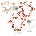 COM-FOUR® 3x LED Lichterkette mit Timer - energiesparende Weihnachtsbeleuchtung - Lichterketten mit je 20 LED - Designelemente aus Holz - Weihnachtdekoration für Innen