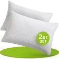 Juskys Kissen 40x60 cm für Bett - 2er Set Kopfkissen mit Memory-Foam Füllung - Weiß - Weiß