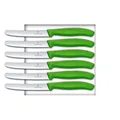 Victorinox 6 Stück Tafelmesser - Tomatenmesser Swiss Classic mit Wellenschliff - Swiss Made - Grün