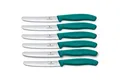 Victorinox Tafelmesser Tafelmesser Set 6-teilig mit ergonomischem Griff und Wellenschliff (6 Stück), Grün, Swiss Classic, perfekt für den Alltagstisch