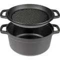BROWIN® Gusseisen Topf mit Pfanne 330527 | 3,5 Liter Brotbackform | Robuster Kochtopf | 2in1 Gusseisen Topf Bräter mit Deckel - Gusseisenpfanne | Backofengeeignet
