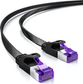 deleyCON 5m RJ45 Patchkabel Flachkabel mit CAT7 Rohkabel Netzwerkkabel Ethernetkabel Slim U/FTP Gigabit Ethernet Lan Kabel Kupfer - Schwarz