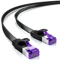 deleyCON 5m Flaches Cat7 Netzwerkkabel (Cat 7 mit 10 Gbit/s) Gigabit LAN - RJ45 Ethernet Patchkabel Verlegekabel Flach - für Internet Switch Router Modem Patchpanel - Schwarz