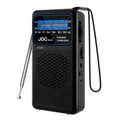 Kleines Radio, AM/SW/FM Radios mit praktischem Karabinerhaken und Kopfhörerbuchse, Ideal für Reisen, Wandern, Angeln, Schwarz