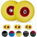 8 X Sackkarrenrad, Pannensichere Vollgummireifen, 3.00-4 Stahlfelge, 20 Mm Achse, 100kg, Ersatzrad 260 X 85mm, Gelb-rot