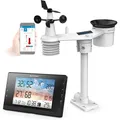 Bresser Wetterstation Funk mit Außensensor - WLAN-Wettercenter WSC mit 5-in-1-Multi-Sensor inkl. batterieunterstützendem Solarpanel, Wind- und Regenmesser