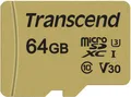 Transcend microSDXC 500S 64GB Class 10 UHS-I U3 V30 + Adapter