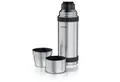 Arendo Thermoflasche 1 L Isolierflasche mit 2 Tassen, Edelstahl Trinkflasche für Unterwegs, inkl. 2 Becher, hält stundelang kalt & warm, BPA-frei, auslaufsicher
