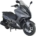 Motorroller ALPHA MOTORS "Sport Cruiser 300", grau (grau, schwarz), Motorroller & Mofas, 125 km/h, mit integr. Alarmanlage, Keyless-System, USB-Anschluss und Windschild, B:81cm H:132cm L:218cm