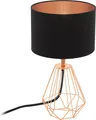 EGLO Tischlampe Carlton 2, 1 flammige Vintage Tischleuchte, Nachttischlampe aus Stahl und Stoff, Farbe: Kupfer, schwarz, Fassung: E14, inkl. Schalter