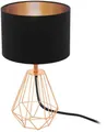 EGLO Tischleuchte CARLTON 2, Ein-/Ausschalter, ohne Leuchtmittel, Nachttischlampe, Vintage, Metall, Stoff, Drahtgeflecht, 30,5x16,5cm