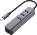 EXSYS EX-1133-N3 - Netzwerkkarte, USB-C, Gigabit Ethernet, 1x RJ45, 3x USB