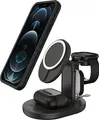OtterBox - Kabelloses Ladegerät - 3-in-1, for magsafe - 7.5 Watt - PD 2.0, PD 3.0 - radiant night (black) - für Apple AirPods with MagSafe Charging Case, AirPods Pro, iPhone 12, 13, 14