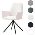 Esszimmerstuhl HWC-G67, Küchenstuhl Stuhl mit Armlehne, drehbar Auto-Position, Samt MVG ~ creme-beige, Beine schwarz
