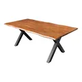 Riess Ambiente Massiver Esstisch Genesis - 200cm - braun schwarz - Akazienholz X-Gestell Baumkante Design Tisch Esszimmer modern