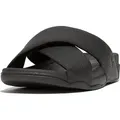 Fitflop Surfer Mens Tumbled-Leather Cross Slides Sandale schwarz 42 EU