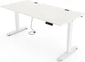 Yaasa Desk Essential Höhenverstellbarer Schreibtisch Elektrisch 180 x 80 cm, Weiß/Weiß – 4 Speicherfunktionen, Höhenanzeige, Kollisionssensor und Kabelnetz