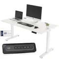 Yaasa Desk Essential Elektrisch Höhenverstellbarer Schreibtisch 180 x 80 cm Weiß/Weiß – Schreibtisch höhenverstellbar und elektrisch – Bürotisch mit digitalem Display, Kabeldurchlässen & Kabelnetz