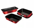 3x Baking Pan Set Burgundy Metallic Line 220°c Non-stick