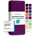 Jacobson Spannbettlaken aus 100% Baumwolle, Jersey Bettlaken 160 g/m2, Spannbetttuch mit Gummizug, OEKO-TEX®, pflegeleicht, viele Farben lila 120 - 130 cm x 200 cm
