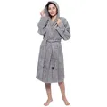 MAIAS art home Unisex-Bademantel Volina Frottee Damen & Herren 100% Baumwolle, Langform, frottee Baumwolle, mit Kapuze & aufgesetzten Taschen, Bindegürtel, Unisex, ideal als Hausmantel, Morgenmantel oder für die Sauna grau XL