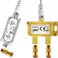 2-Fach Antennenverteiler Splitter mit Sat Verstärker digital HD Satellit TV 4K