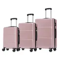 Premium Reisekoffer TSA-Schloss,YKK-Reißverschluss Hartschalen-Koffer Trolley Kabinenkoffer Rollkoffer Suitcase Handgepäck (Roségold, M-L-XL-Set)
