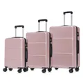YONSLY Premium Reisekoffer TSA-Schloss,YKK-Reißverschluss Hartschalen-Koffer Trolley Kabinenkoffer Rollkoffer Suitcase Handgepäck 4 Rollen (Roségold, M-L-XL-Set)