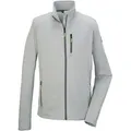 Strickjacke KILLTEC "KOS 92 MN FLX JCKT", Herren, Gr. L, grau (stein), Oberstoff: 92% Polyester, 8% Elasthan, sportlich, Strickjacken, Sportliche Herrenjacke mit Kinnschutz und verschließbaren Taschen