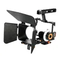 Andoer C500 Camera Rig Aluminiumlegierung Kit mit Kamera Cage, Matte Box+ folgt, Follow Focus+ Handgriff + 15mm Rod, Kamerarecorder Videokäfig Rig Installationssatz Film für Panasonic GH4
