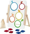 goki Zielwurfspiel für Klein und Groß - Beidseitig bespielbar, aus Holz, inkl. Wurfsäckchen, fördert Hand-Augen-Koordination, ideal für drinnen und draußen, Sackloch Spiel