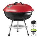 Goods+Gadgets Standgrill BBQ Grill Mini Kugelgrill, Camping Holzkohle-Grill Tischgrill, Rot