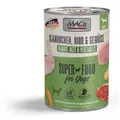 MACs Dog Kaninchen & Gemüse | 6 x 400 g | Alleinfuttermittel für Hunde | getreidefreies Nassfutter mit Gemüse | ohne Soja, Farbstoffe, Tier- und Knochenmehl | Mit 60% Fleischanteil