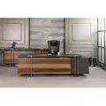 JVmoebel Schreibtisch Luxus Schreibtisch Leder Holz Tische Büro Tisch Einrichtung Designer (1-St., Eckschreibtisch), Made in Europa braun