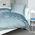 Janine Mako-Satin Bettwäsche J.D. 87053-02 155x220 cm + 80x80 cm - blau