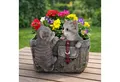 Online-Fuchs Gartenfigur für außen - niedliche Katzen mit Blumentopf - Deko Figuren wetterfest, (Pflanzschale, Pflanzgefäß), 21,5 cm groß - für den Innen- und Außenbereich