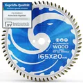 FALKENWALD® Kreissägeblatt 165x20 mm mit 60 Hartmetallzähnen - Ideal für Holz (Wood) - Kompatibel mit Makita Sägeblatt 165 DHS680RTJ, Makita SP 6000K1, Bosch GKT 55 GCE