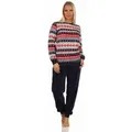 Normann Pyjama Damen Schlafanzug langarm im Norwegerlook aus Coralfleece rot 40/42