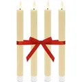 Relaxdays LED Stabkerzen 4er Set Echtwachs Beige Warmweiß Flackernd Mit Timerfunktion 25 cm x 2 cm