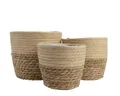 Kaemingk Blumentopf, Seegras Blumentopf geflochten 13-15-17cm braun / beige 3er Set