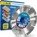 S&R Universal Diamanttrennscheibe 125 mm UNICUT, Für Winkelschleifer, zum Trennen von Beton, Naturstein, Ziegel & Gestein, Trockenschnitt, 10 mm Segmenthöhe, Bohrung 22,23 mm, extra lange Standzeit