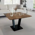 FineBuy Couchtisch quadratisch 60x60 cm Akazie Massivholz · Moderner Industrial Wohnzimmertisch mit Metallgestell · Handgefertigt · Natürlich & stabil